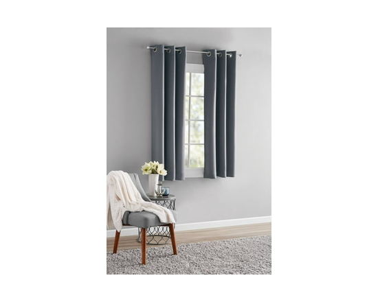 MAINSTAYS Blackout Energy Efficient Grommet Window Curtains Panel - 40 inches (Dark Grey)