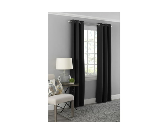 MAINSTAYS Blackout Energy Efficient Grommet Window Curtains Panel - 40 inches (Black)