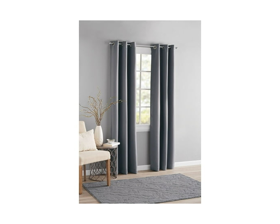 MAINSTAYS Blackout Energy Efficient Grommet Window Curtains Panel - 40 inches (Dark Grey)