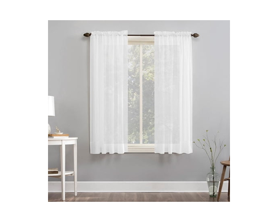 Mainstays Marjorie Sheer Voile Window Curtains Panel Pair - 63" (White)