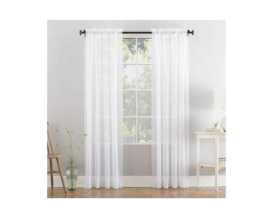 Mainstays Marjorie Sheer Voile Window Curtains Panel Pair - 84" (White)