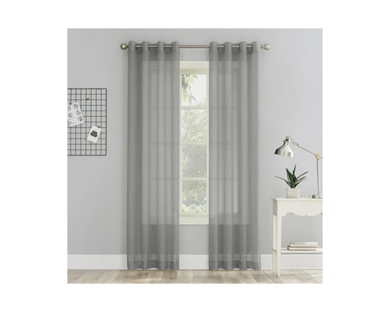 Mainstays Crushed Voile Window Curtains Panel Pair - 84" (Silver)