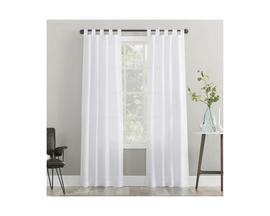 Mainstays 2-Pack Jensen Tab Top Semi-Sheer Window Curtains Panel Pair - 84" (White)
