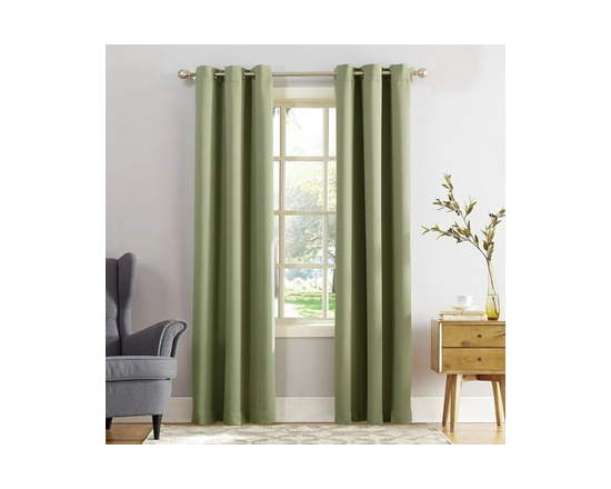 Mainstays Blackout Grommet Window Curtains Panel - 84" (Sage Green)