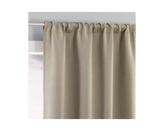 Sun Zero Laredo 2-Pack 100% Blackout Rod Pocket Window Curtains Panel Pair - 84" (Taupe)