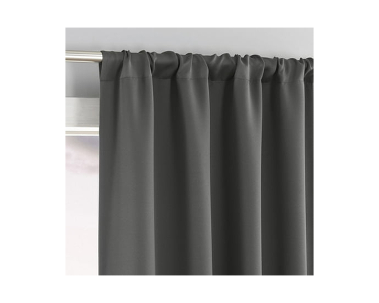 Sun Zero Laredo 2-Pack 100% Blackout Rod Pocket Window Curtains Panel Pair - 84" (Grey)