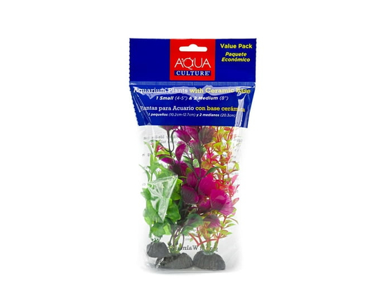 Penn-Plax Aqua Culture 3 Pk Plants Assorted - S