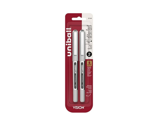 Stylos roller uniball™ Vision, pointe fine (0,7 mm), noir, lot de 2