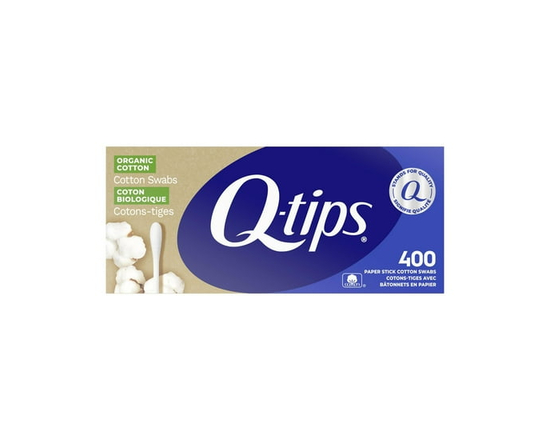 Cotons-tiges biologiques Q-tips, Pour soins de bébés, soins de beauté et premiers soins, Coton biologique à 100 %, 400 unités