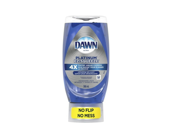 Dawn EZ-Squeeze Platinum Détergent à Vaisselle Liquide Savon à Vaisselle, Parfum Pluie Rafraîchissante 366ML - 9 fl oz