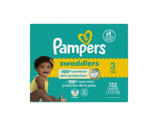 Pampers Swaddlers Diapers, Size S2 (10-22 lbs), 144 Count, Absorbent, Keeps Baby Dry and Comfortable, Pediatrician Recommended Skin Safe Disposable Ba
