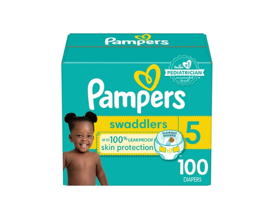 Pampers Swaddlers Couches, Taille P5 (20-37 lbs), Absorbantes, Garde Bébé au Sec et à l'Aise, Couche Jetable pour Bébé Sans Danger pour la Peau - Tail