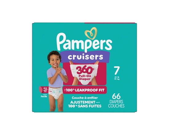 Pampers Couches - Cruisers 360° - Taille 6, Ajustement Anti-Fuites jusqu'à 100 %, Conçues pour les Bébés Actifs, Couche-Culotte à Enfiler, EZ Off Tabs