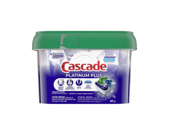 Cascade Platinum Plus Capsules pour Lave-Vaisselle, Détergent pour Lave-Vaisselle ActionPacs, Frais 30 Unités