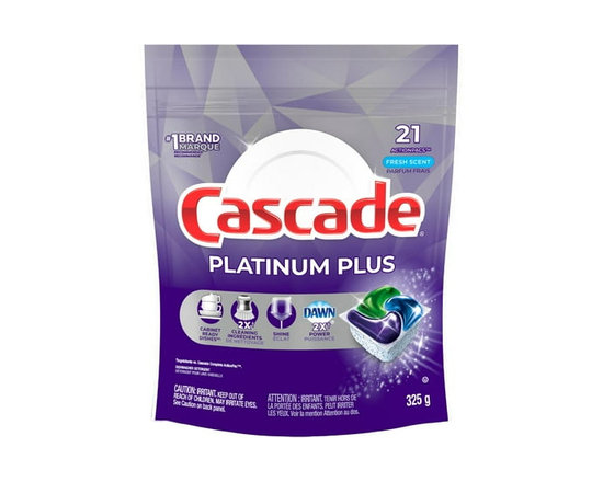 Cascade Platinum Plus Dishwasher Pods, Dish Detergent ActionPacs, Fresh 21CT