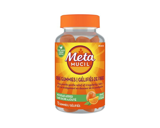 Metamucil Gélifiés de fibres quotidiens, Saveur d’orange, 72 gélifiés, À base de plantes, sans sucre ajouté