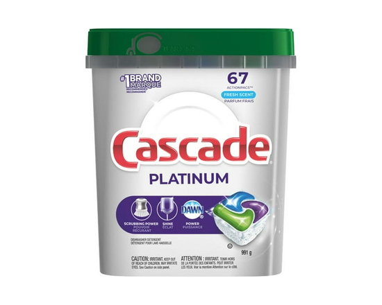Cascade Platinum ActionPacs Dishwasher Detergent Pods, Fresh 67CT