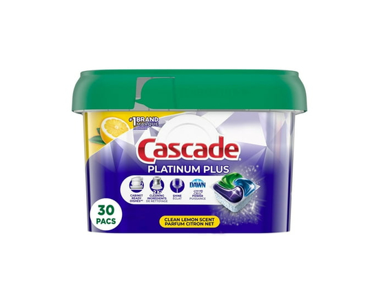 Cascade Platinum Plus Dishwasher Pods, Dish Detergent ActionPacs, Clean Lemon 30CT