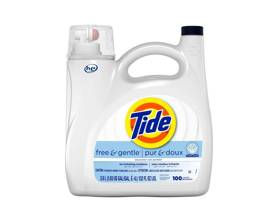 Tide Free & Gentle Liquid Laundry Detergent, Tide Laundry Detergent, Clean Laundry Detergent, 3.9 Litres, 100 Wash Loads - 100 fl oz