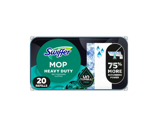Swiffer Heavy Duty Mop Wet Multi-Surface Cloth Refills for Floor Mopping and Cleaning, Unstopables Fresh Scent, 20 Count