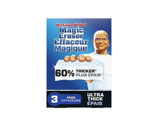 Mr. Clean Éponge Effaceur Magique, Nettoyant Tout Usage, Tampon à Récurer Longue Durée, Ultra Épais, Lot de 3