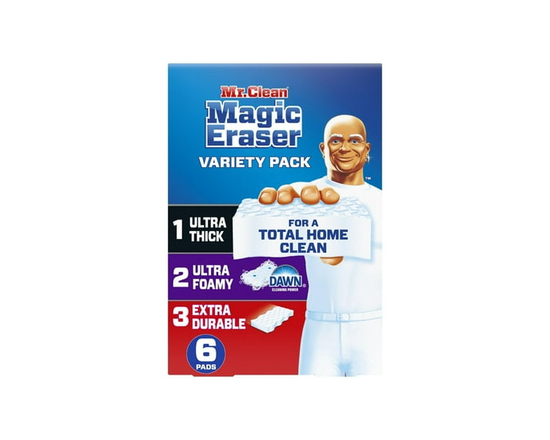 Mr. Clean Magic Eraser Variety Pack with Ultra Thick, Ultra Foamy, and Extra Durable Multi Purpose Cleaner, Magic Eraser Sponge Multi Surface Cleaner,