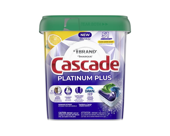 Cascade Platinum Plus Dishwasher Pods, Dish Detergent ActionPacs, Clean Lemon 51CT