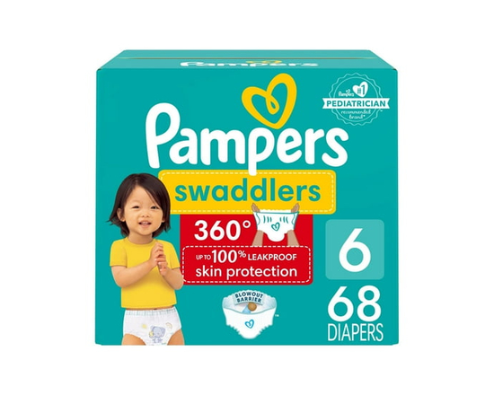 Pampers Swaddlers 360 Pull-On Diapers, Size 3 (16-28 lbs), for up to 100% Leakproof Skin Protection - Size 6