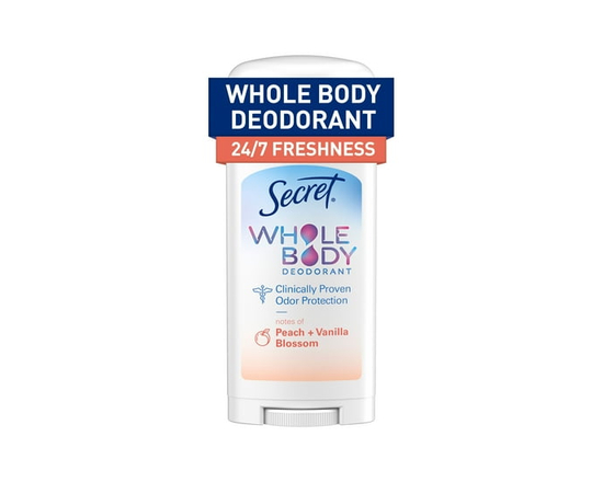 Secret Whole Body Stick Aluminum Free Deodorant for Women with notes of Peach & Vanilla - 24 fl oz