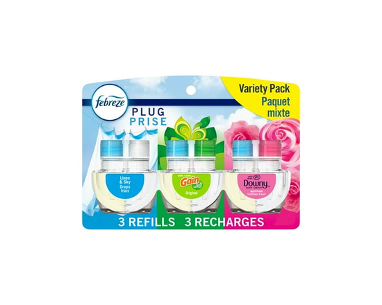 Febreze Plug In Air Freshener, Odor-Fighting Scented Oil Refill, Base Mix 3 Refills