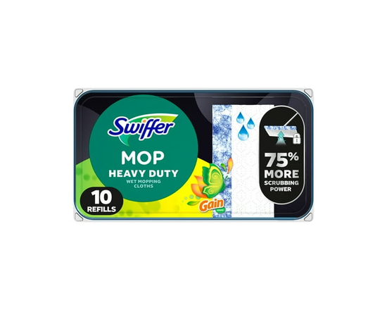 Swiffer Heavy Duty Mop Wet Multi-Surface Cloth Refills for Floor Mopping and Cleaning, Gain Scent, 10 Count - 10 ct