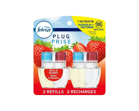 Febreze Plug In Air Freshener, Odor-Fighting Scented Oil Refill, Berry & Bramble, 2 Refills
