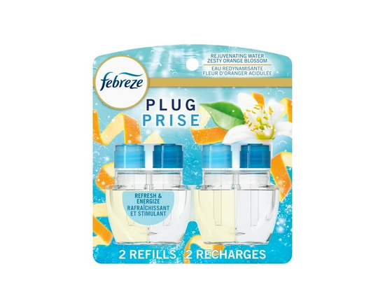 Febreze Plug In Air Freshener, Odor-Fighting Scented Oil Refill, Refresh & Energize 2 Refills