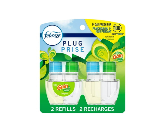 Febreze Plug In Air Freshener, Odor-Fighting Scented Oil Refill, Gain Scent, 2 Refills