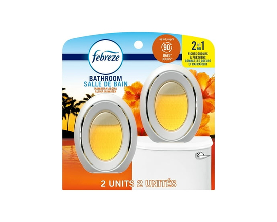Febreze Bathroom Air Freshener, Odor-Fighting, Hawaiian Aloha Scent, 2ct