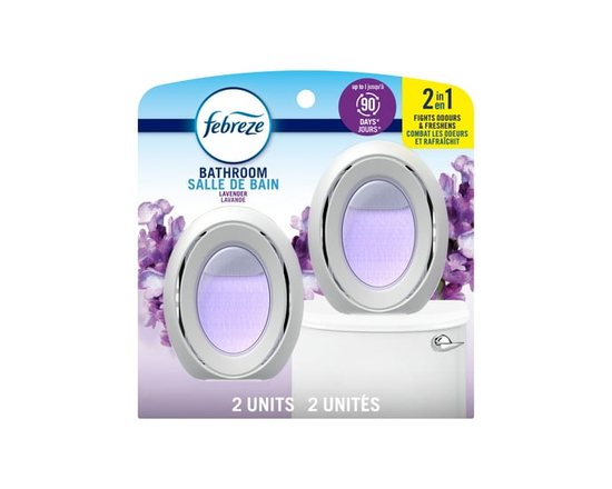 Febreze Bathroom Air Freshener, Odor-Fighting, Lavender Scent 2ct - 15 mL