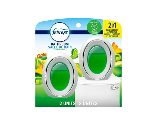 Febreze Bathroom Air Freshener, Odor-Fighting, Gain Original Scent, 2ct - 15 mL