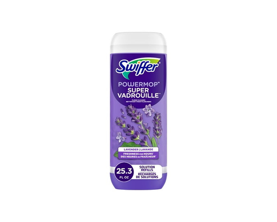 Swiffer Power Mop Refill Solution, Tile, Vinyl, Laminate, Wood, Floor Cleaner, Lavender, 750 mL - 25.3 fl oz