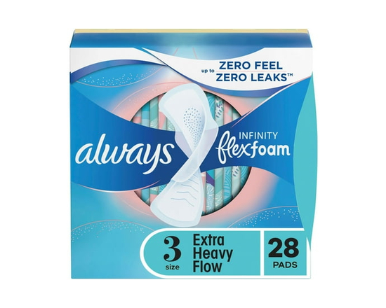 Always Infinity with FlexFoam Pads, Size 3, Extra Heavy, with Wings, Unscented 28 count - 28ct