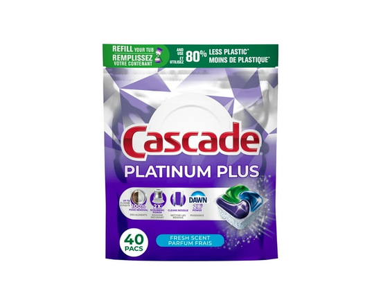 Cascade Platinum Plus Dosettes pour Lave-Vaisselle, Détergent pour Lave-Vaisselle, Savon Détergent pour Vaisselle, Frais