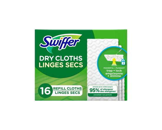 Swiffer Balai + Vadrouille, Recharges de Linges Secs, Nettoyant pour Planchers, Linges de Nettoyage, Non Parfumé