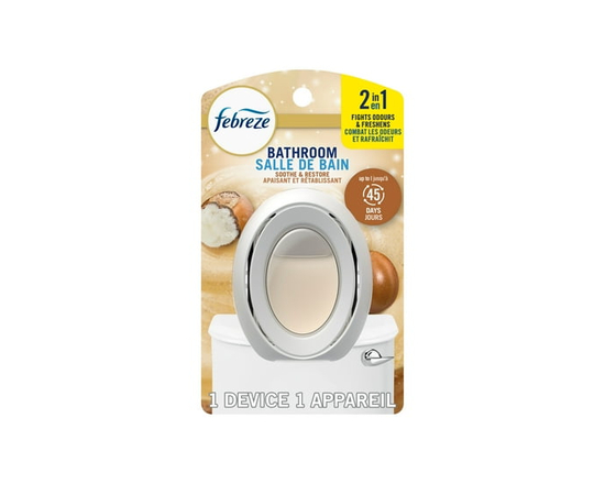 Febreze Bathroom Air Freshener, Odor-Fighting, Soothe & Restore Scent 1ct