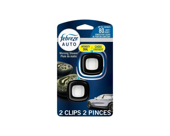 Febreze AUTO Air Freshener, Odor-Fighting Automotive Vent Clip, Morning Shower Scent