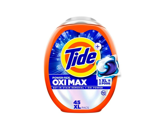 Tide Oxi Max Power PODS Capsules de Détergent à Lessive, Détachant Plus la Puissance d'Oxi, Pochettes de Savon Détergent pour la Lessive, compatible H