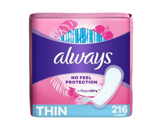 Always Anti-Tassement Xtra Protection Protège-Dessous Quotidiens, Longueur Régulière, Sans Parfum - 216ct