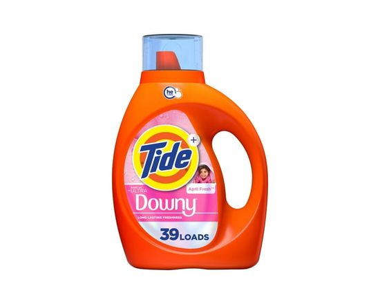 Tide Détergent à Lessive Liquide Downy Ultra avec Effet Boost, Parfum Fraîcheur d'Avril, Détergent à Lessive Liquide à Fraîcheur Longue Durée, 1.62 Li