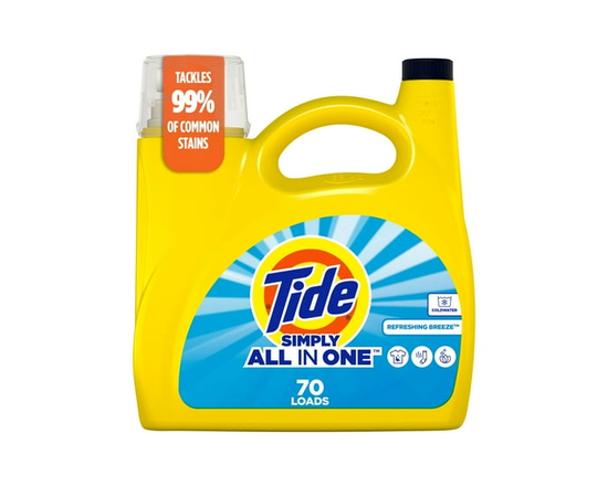 Tide Simply All-In-One Liquid Laundry Detergent, Refreshing Breeze Scent, 2.72 Litres, 70 Wash Loads - 2.72 L