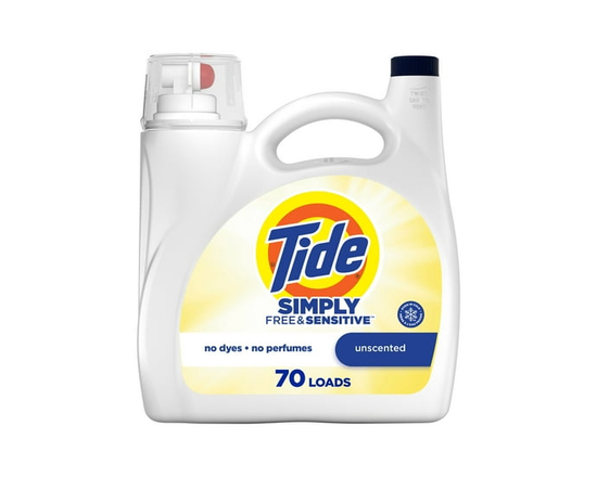 Tide Simply Liquid Laundry Detergent, Free & Sensitive Scent, 2.72 Litres, 70 Wash Loads - 2.72 L