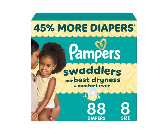 Pampers Swaddlers Diapers, Size S4 (15-34 lbs), 176 Count, Absorbent, Keeps Baby Dry and Comfortable, Pediatrician Recommended Skin Safe Disposable Ba