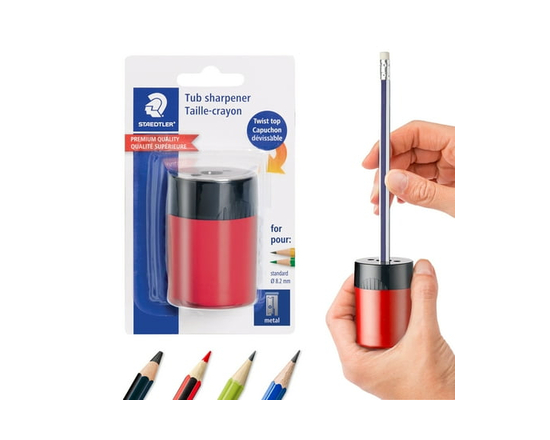 Staedtler Manual Metal Pencil Sharpener with 1 Hole, Red